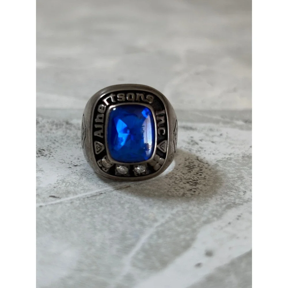 Jostens‎ Albertsons Inc 1998 Service Award Ring Blue Stone Lustrium Size 9.5